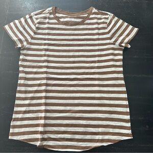 Sonoma Brown and White Striped Short Sleeve Tee